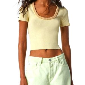 Zara knit top with faux pearls